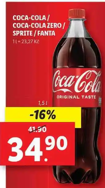 Lidl Coca-cola/coca-cola zero/sprite/fanta, 1,5 l nabídka