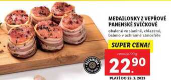 Lidl Medailonky z vepřové panenské svíčkové, cena za 100 g nabídka