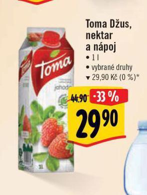 Albert Toma džus, nektar a nápoj nabídka