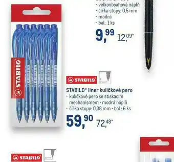 Makro Stabilo liner kuličkové pero nabídka