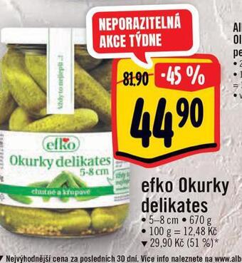Albert Efko okurky delikates nabídka