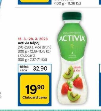 Tesco Activia nápoj nabídka