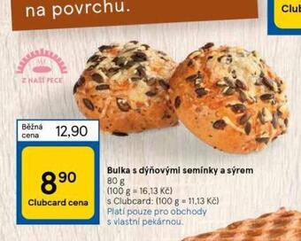 Tesco Bulka s dýňovými semínky a sýrem nabídka