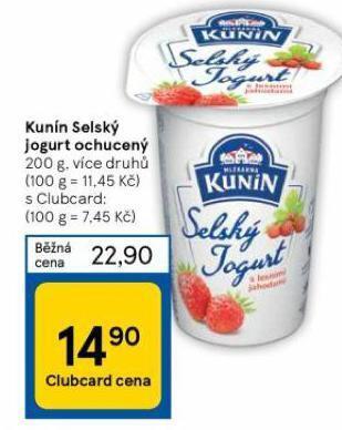 Tesco Kunín selský jogurt nabídka