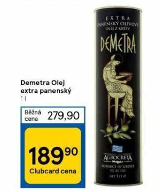 Tesco Demetra olivový olej extra panenský nabídka