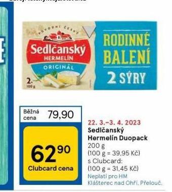 Tesco Sedlčanský hermelín nabídka
