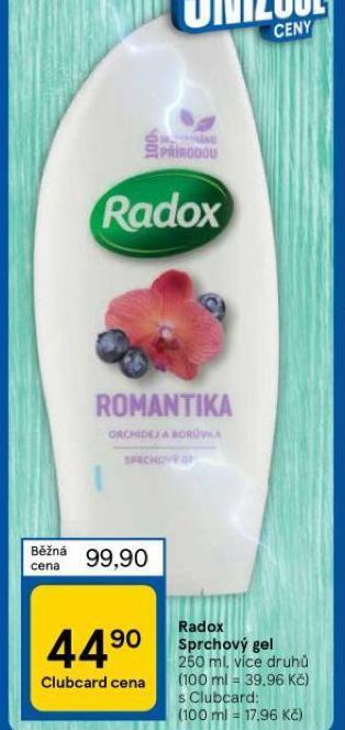 Tesco Radox sprchový gel nabídka