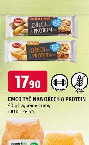 Terno Emco tyčinka ořech a protein 40 g nabídka