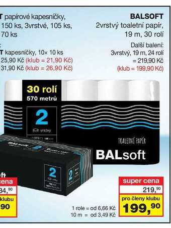 Barvy a laky drogerie Balsoft 2vrstvý toaletní papír, 19 m, 30 rolí nabídka