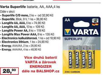 Barvy a laky drogerie Varta superlife baterie, aa, aaa,4 ks nabídka