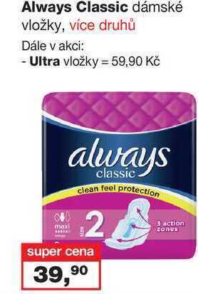 Barvy a laky drogerie Always classic dámské vložky, více druhů nabídka