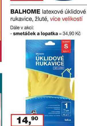 Balhome latexové úklidové rukavice, žluté, více velikostí