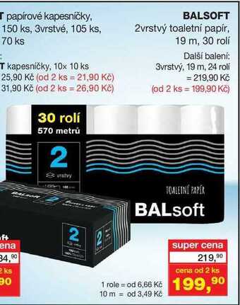 Ráj drogerie Balsoft 2vrstvý toaletní papír, 19 m, 30 rolí nabídka