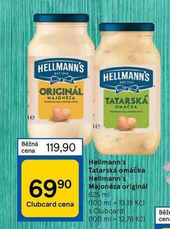 Tesco Hellmann's tatarská omáčka hellmann's majonéza originál 625 ml nabídka