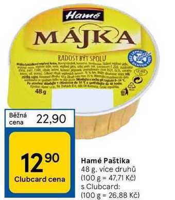 Tesco Hamé paštika 48 g nabídka
