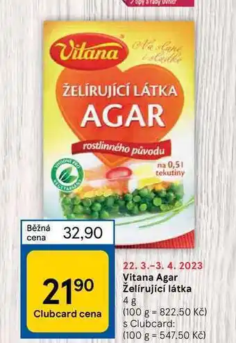 Tesco Vitana agar želírující látka 4 g nabídka