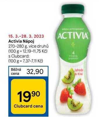 Tesco Activia nápoj 270-280 g nabídka