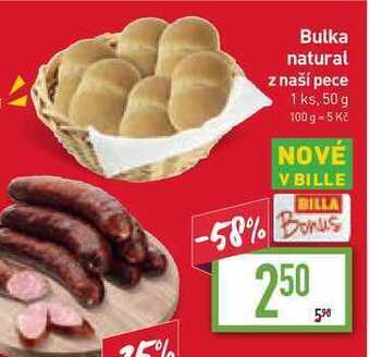 Billa Bulka natural z naší pece 1 ks, 50 g nabídka