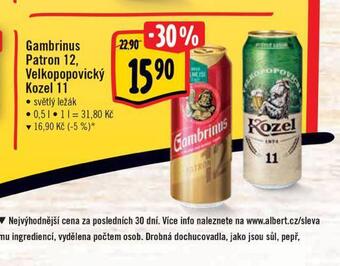 Albert Pivo velkopopovický kozel 11 nabídka