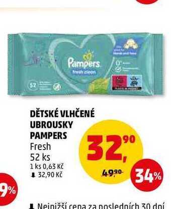 Penny Market Dětské vlhčené ubrousky pampers fresh, 52 ks nabídka