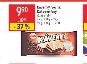 Kávenky, vesna, kakaové řezy