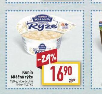 Billa Kunín mléčná rýže nabídka