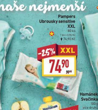 Billa Pampers ubrousky sensitive xxl nabídka