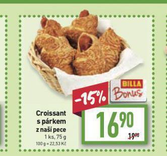Billa Croissant s párkem nabídka