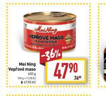 Billa Mei ning vepřové maso nabídka