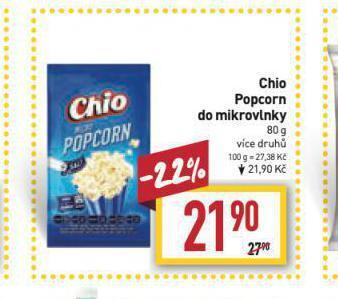 Billa Chio popcorn do mikrovlnky nabídka
