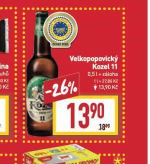 Billa Pivo velkopopovický kozel 11 nabídka