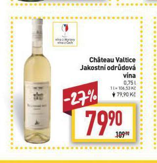 Billa Chateau valtice jakostníodrůdová vína nabídka