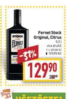Billa Fernet stock original, citrus nabídka