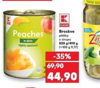 Kaufland Broskve plátky v sirupu nabídka