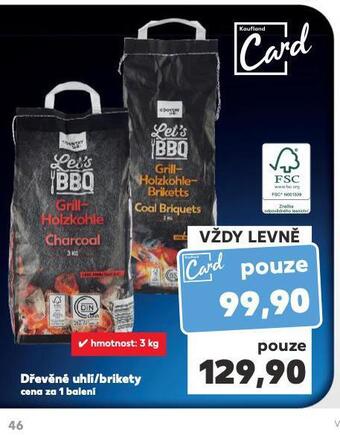 Kaufland Dřevěné uhlí / brikety nabídka