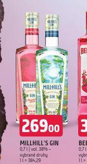Terno Millhill´s gin nabídka