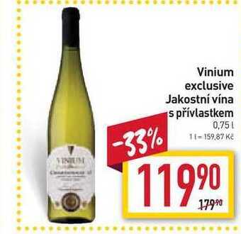 Billa Vinium exclusive jakostní vína s přívlastkem 0,75l nabídka
