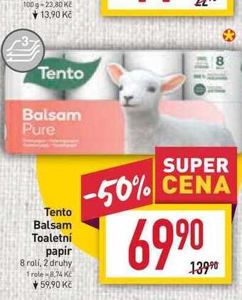 Billa Tento balsam toaletní papír 8 rolí nabídka
