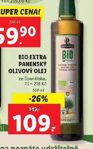 Lidl Bio extra panenský olivový olej nabídka