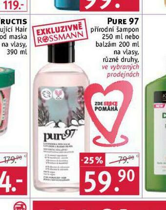 Rossmann Pure 97 přírodní šampon, balzám nabídka