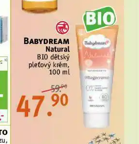 Rossmann Babydream natural bio dětský pleťový krém nabídka