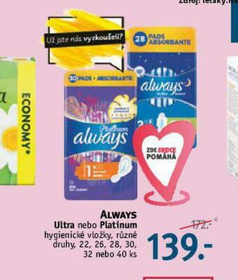Rossmann Always hygienické vložky nabídka