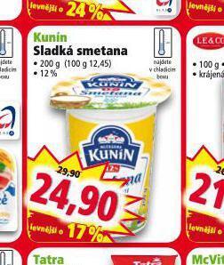 Norma Kunín sladká smetana nabídka