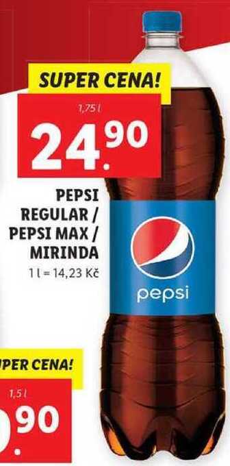 Lidl Pepsi regular / pepsi max / mirinda, 1,75 l nabídka