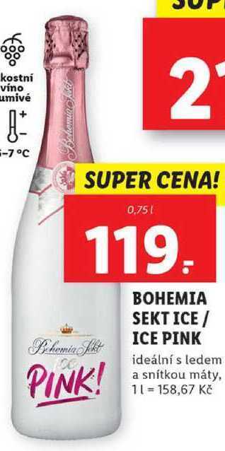 Lidl Bohemia sekt ice / ice pink, 0,75 l nabídka