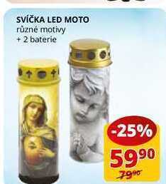 Svíčka led moto různé motivy + 2 baterie