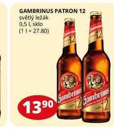 Flop Gambrinus patron 12 světlý ležák 0,5 l nabídka