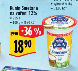 Albert Kunín smetana na vaření nabídka