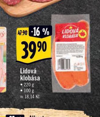 Albert Lidová klobása nabídka