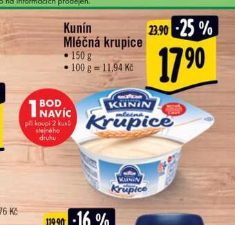 Albert Kunín mléčná krupice nabídka